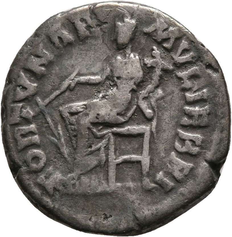 RIC III Marcus Aurelius 683 Marcus Aurelius reverse, Fortuna, draped, seated left on low seat, holding rudder set on groun...