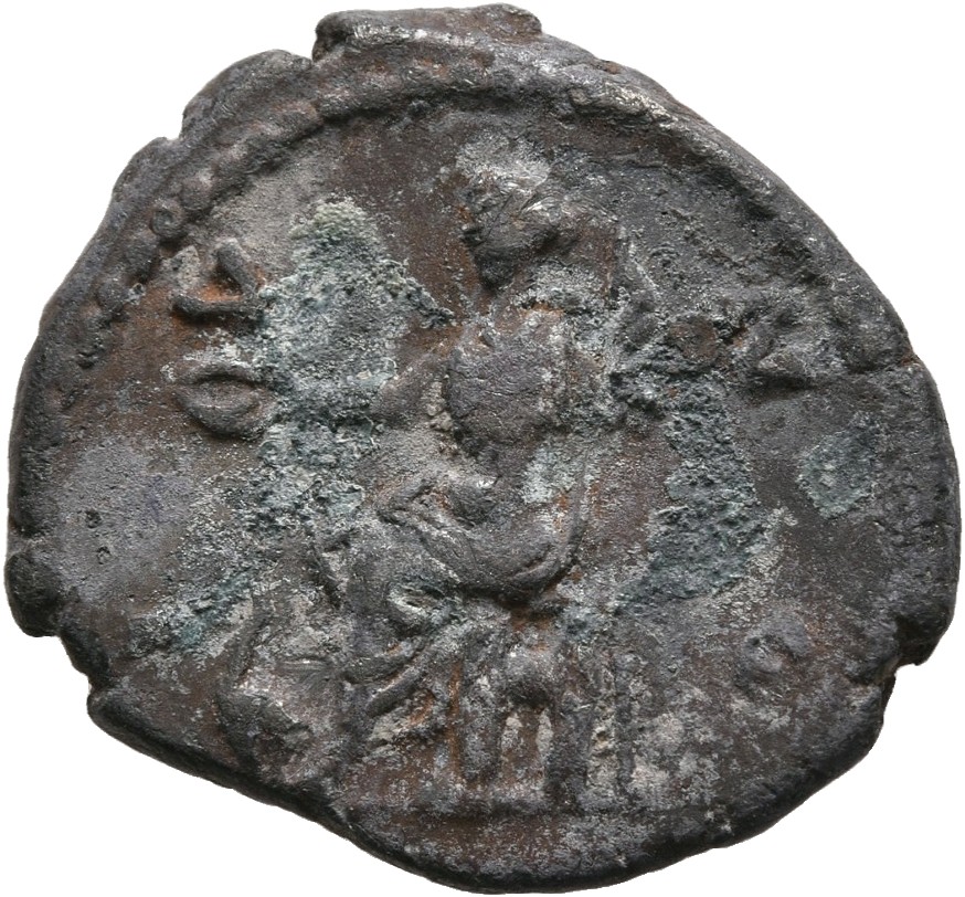 RIC III Marcus Aurelius 689 Marcus Aurelius reverse, Juno, draped, seated left on low seat, holding patera in extended rig...