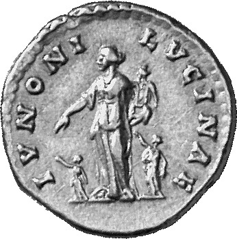RIC III Marcus Aurelius 692 Marcus Aurelius reverse, Juno, draped, standing left between two children and holding infant i...