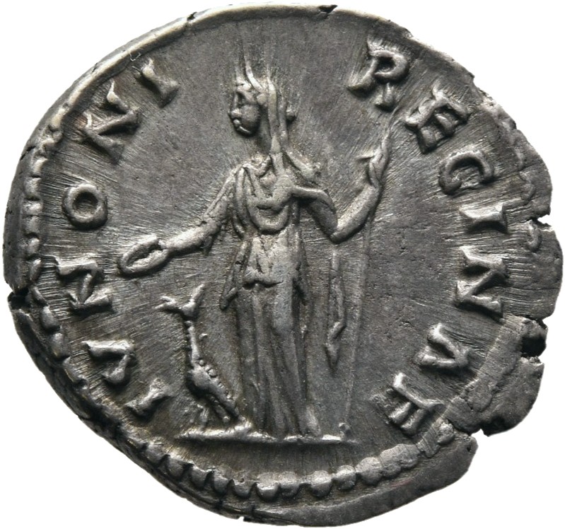 RIC III Marcus Aurelius 696 Marcus Aurelius reverse, Juno, veiled, draped, standing left, holding patera in extended right...