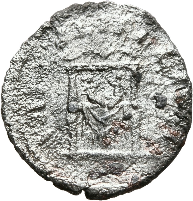 RIC III Marcus Aurelius 711 Marcus Aurelius reverse, Pulvinar, draped, on which are infants Commodus and Antoninus