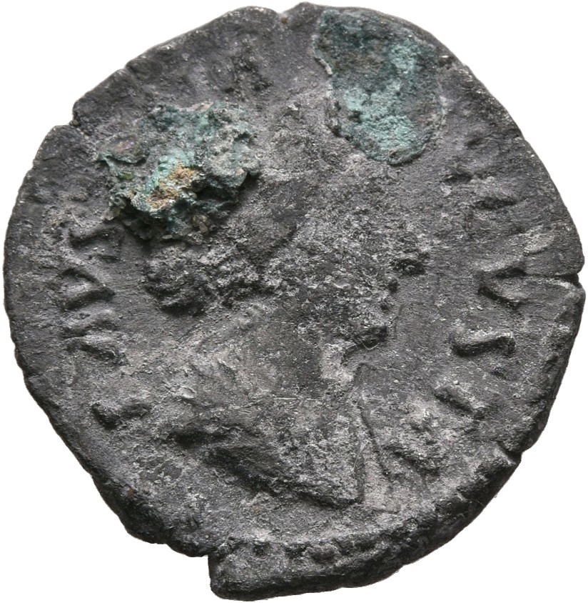 RIC III Marcus Aurelius 711 Marcus Aurelius obverse, Bust of Faustina the Younger, bare-headed, hair waved and fastened in...
