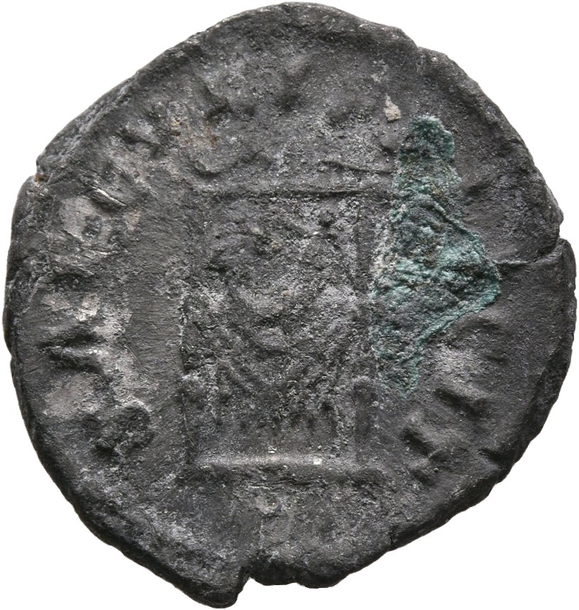 RIC III Marcus Aurelius 711 Marcus Aurelius reverse, Pulvinar, draped, on which are infants Commodus and Antoninus