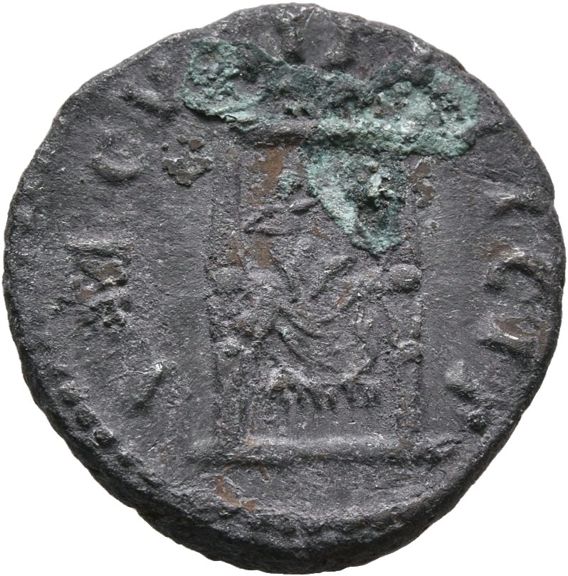 RIC III Marcus Aurelius 712 Marcus Aurelius reverse, Pulvinar, draped, on which are infants Commodus and Antoninus