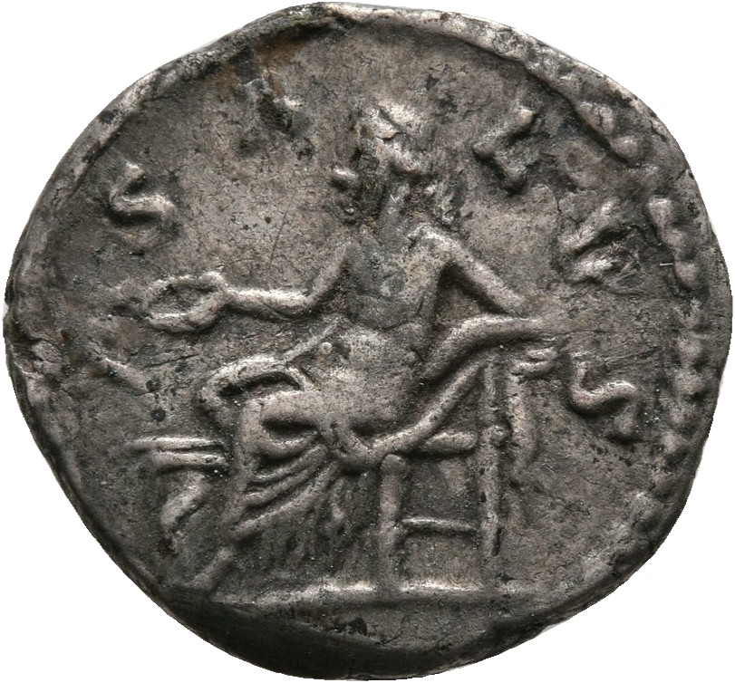 RIC III Marcus Aurelius 714 Marcus Aurelius reverse, Salus, draped, seated left on low seat, feeding from patera in right ...