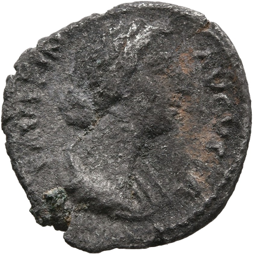 RIC III Marcus Aurelius 721 Marcus Aurelius obverse, Bust of Faustina the Younger, bare-headed, hair waved and fastened in...