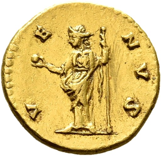 RIC III Marcus Aurelius 725 Marcus Aurelius reverse, Venus, draped, standing left, holding apple in right and sceptre in l...