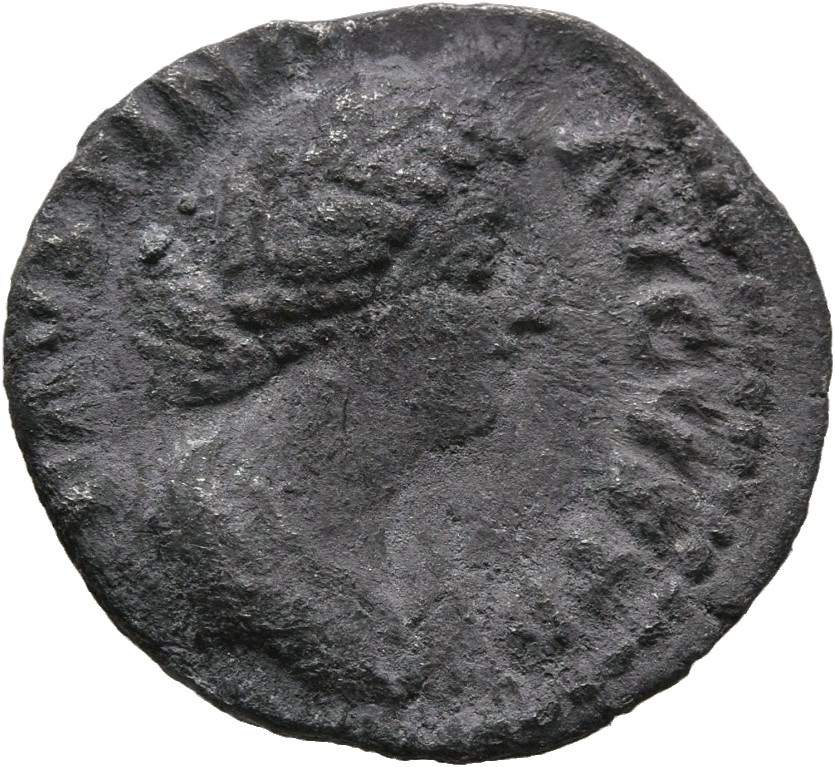 RIC III Marcus Aurelius 731 Marcus Aurelius obverse, Bust of Faustina the Younger, bare-headed, hair waved and fastened in...