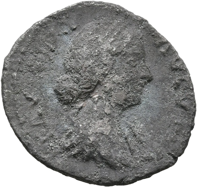 RIC III Marcus Aurelius 734 Marcus Aurelius obverse, Bust of Faustina the Younger, bare-headed, hair waved and elaborately...