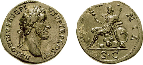 RIC III Marcus Aurelius 742 Marcus Aurelius obverse, Bust of Diva Faustina the Younger, veiled, hair waved and fastened in...