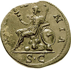 RIC III Marcus Aurelius 742 Marcus Aurelius reverse, Pietas, veiled, draped, standing right, sacrificing out of patera in ...