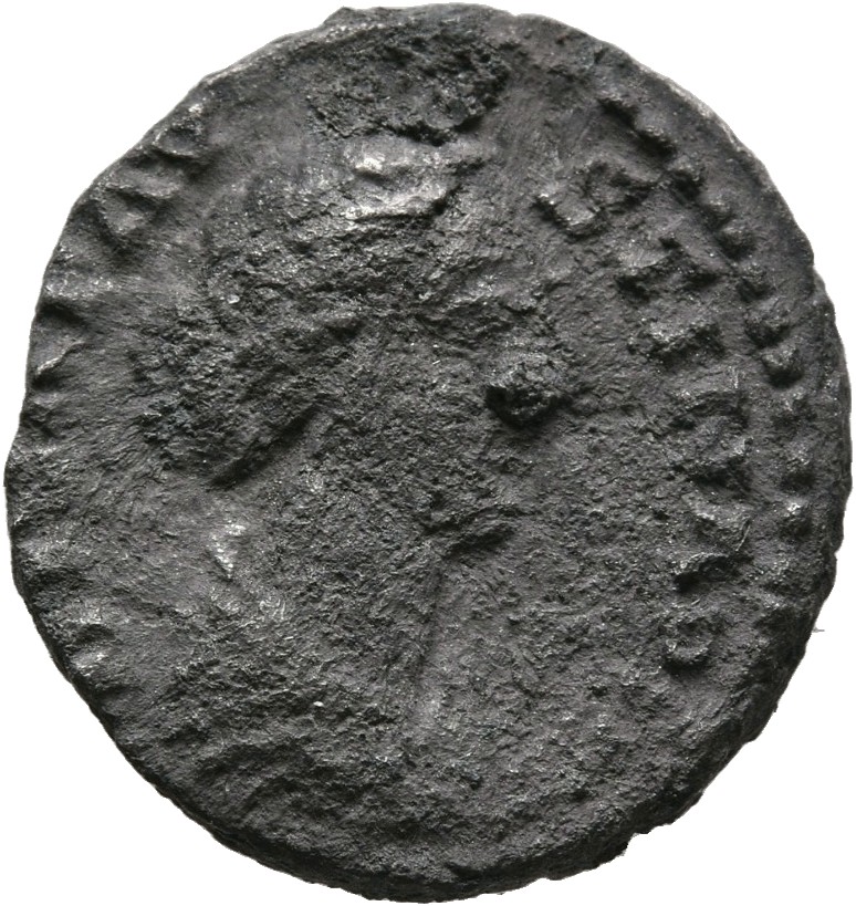 RIC III Marcus Aurelius 743 Marcus Aurelius obverse, Bust of Diva Faustina the Younger, hair waved and fastened in a bun o...