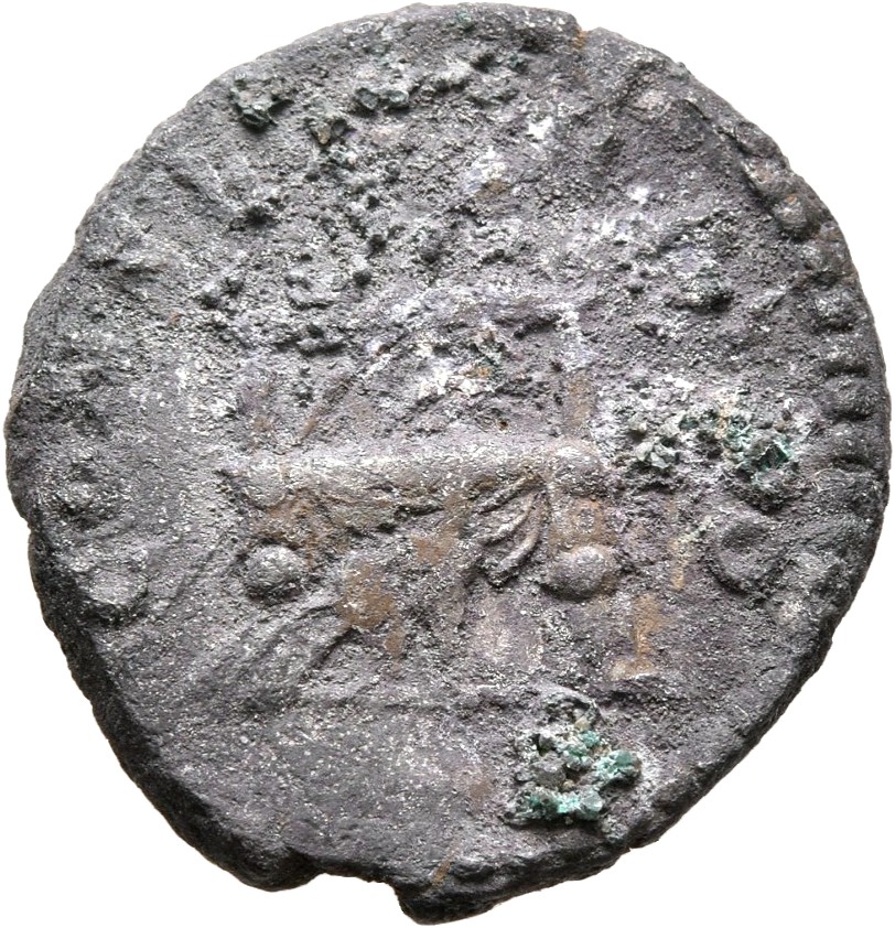 RIC III Marcus Aurelius 745 Marcus Aurelius reverse, Throne, draped and elaborately ornamented, on which a sceptre leans t...