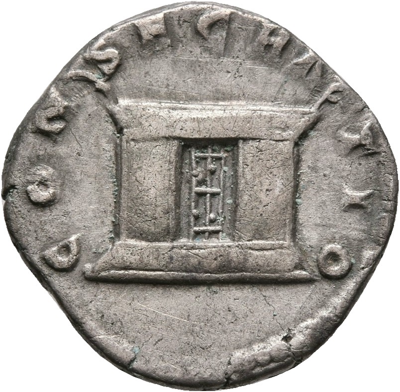 RIC III Marcus Aurelius 746 Marcus Aurelius reverse, Rectangular altar, with horns at left and right, and door on front (s...