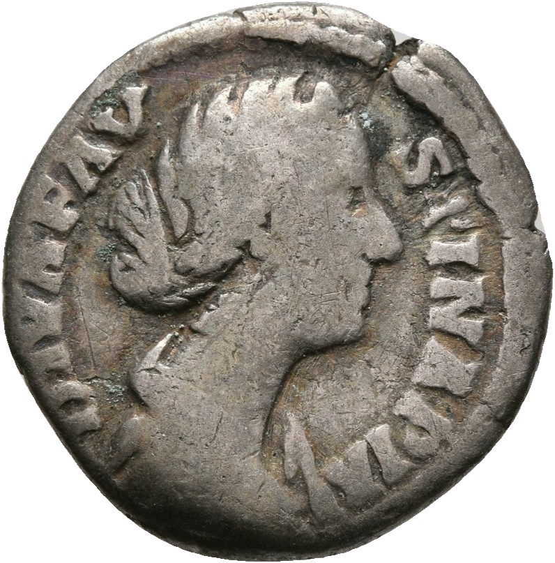 RIC III Marcus Aurelius 746 Marcus Aurelius obverse, Bust of Diva Faustina the Younger, hair waved and fastened in a bun o...