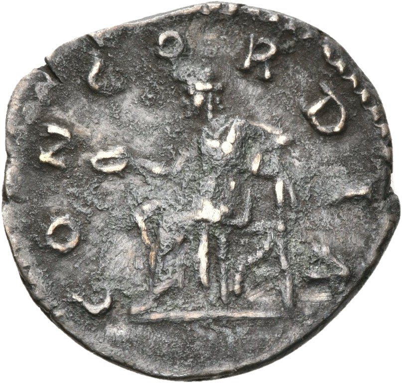 RIC III Marcus Aurelius 757 Marcus Aurelius reverse, Concordia, draped, seated left on low seat, holding patera in extende...