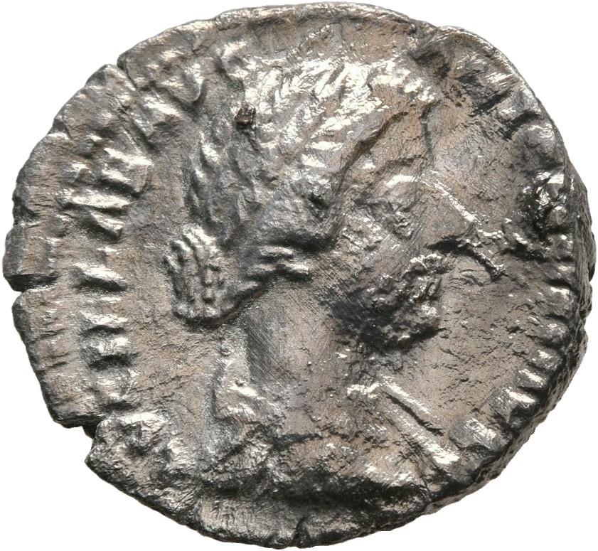 RIC III Marcus Aurelius 771 Marcus Aurelius obverse, Bust of Lucilla, bare-headed, hair waved and fastened in a bun on bac...