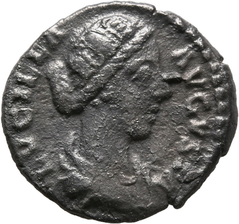 RIC III Marcus Aurelius 781 Marcus Aurelius obverse, Bust of Lucilla, bare-headed, hair waved and fastened in a bun on bac...