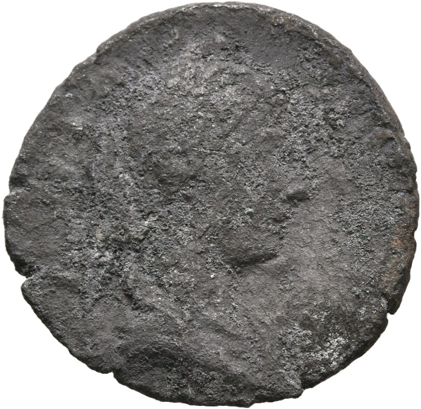 Marcus Aurelius obverse — Bust of Lucilla, bare-headed, hair waved and fastened in a bun on back of head, draped, right
