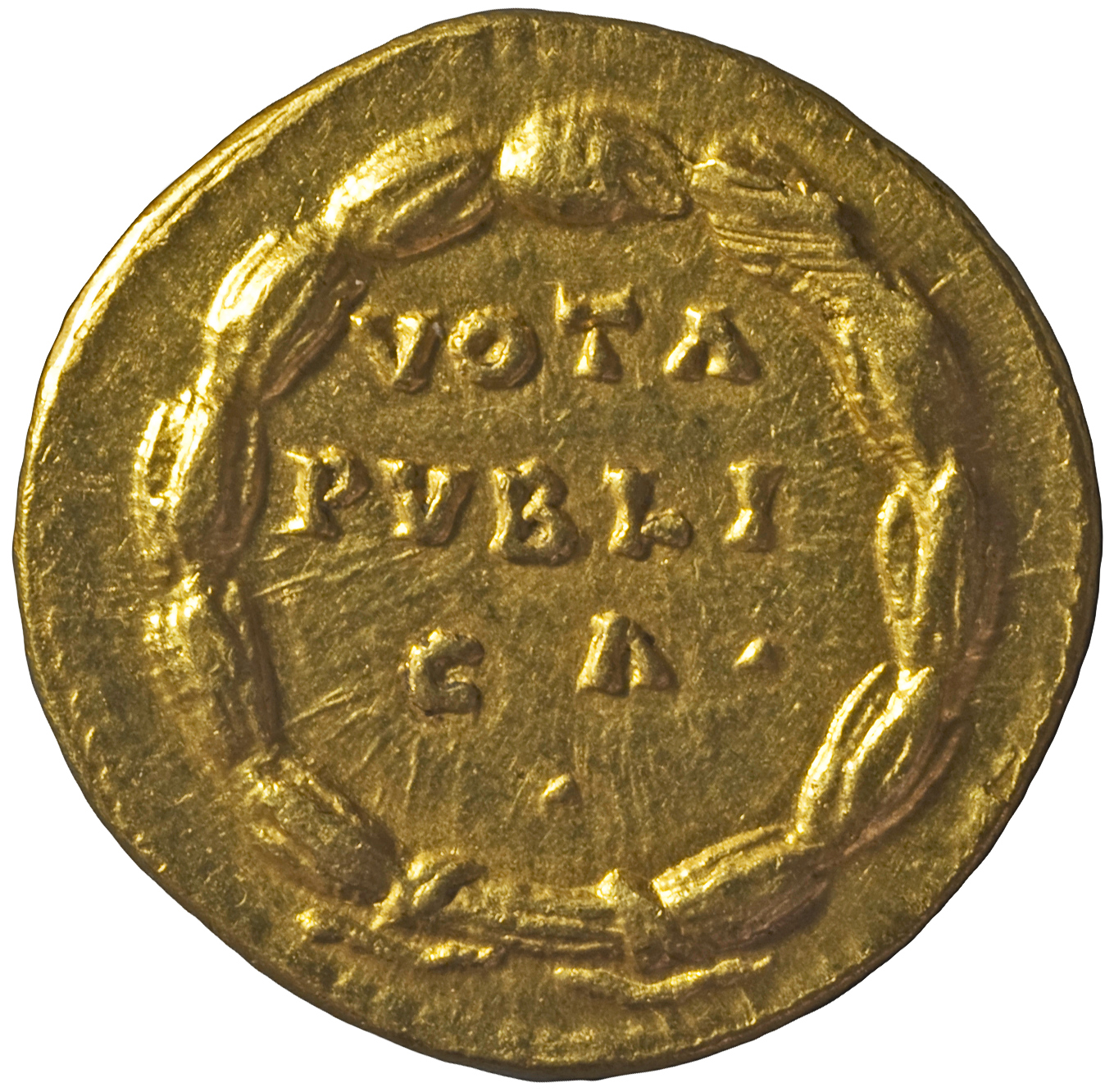 RIC III Marcus Aurelius 790 Marcus Aurelius reverse, Laurel-wreath with legend in three lines inside