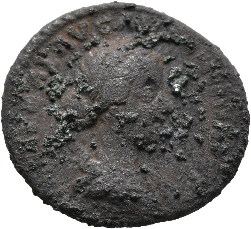 RIC III Marcus Aurelius 791 Marcus Aurelius obverse, Bust of Lucilla, bare-headed, hair waved and fastened in a bun on bac...