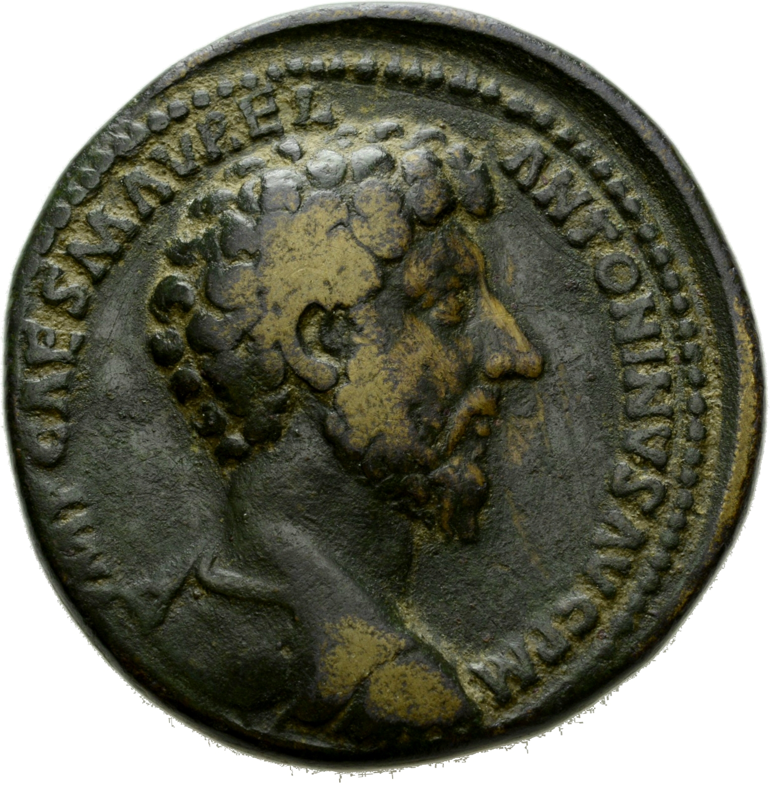 RIC III Marcus Aurelius 796 Marcus Aurelius obverse, Bust of Marcus Aurelius, bare-headed, cuirassed, right
