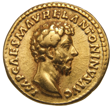RIC III Marcus Aurelius 8 Marcus Aurelius obverse, Head of Marcus Aurelius, bare, right