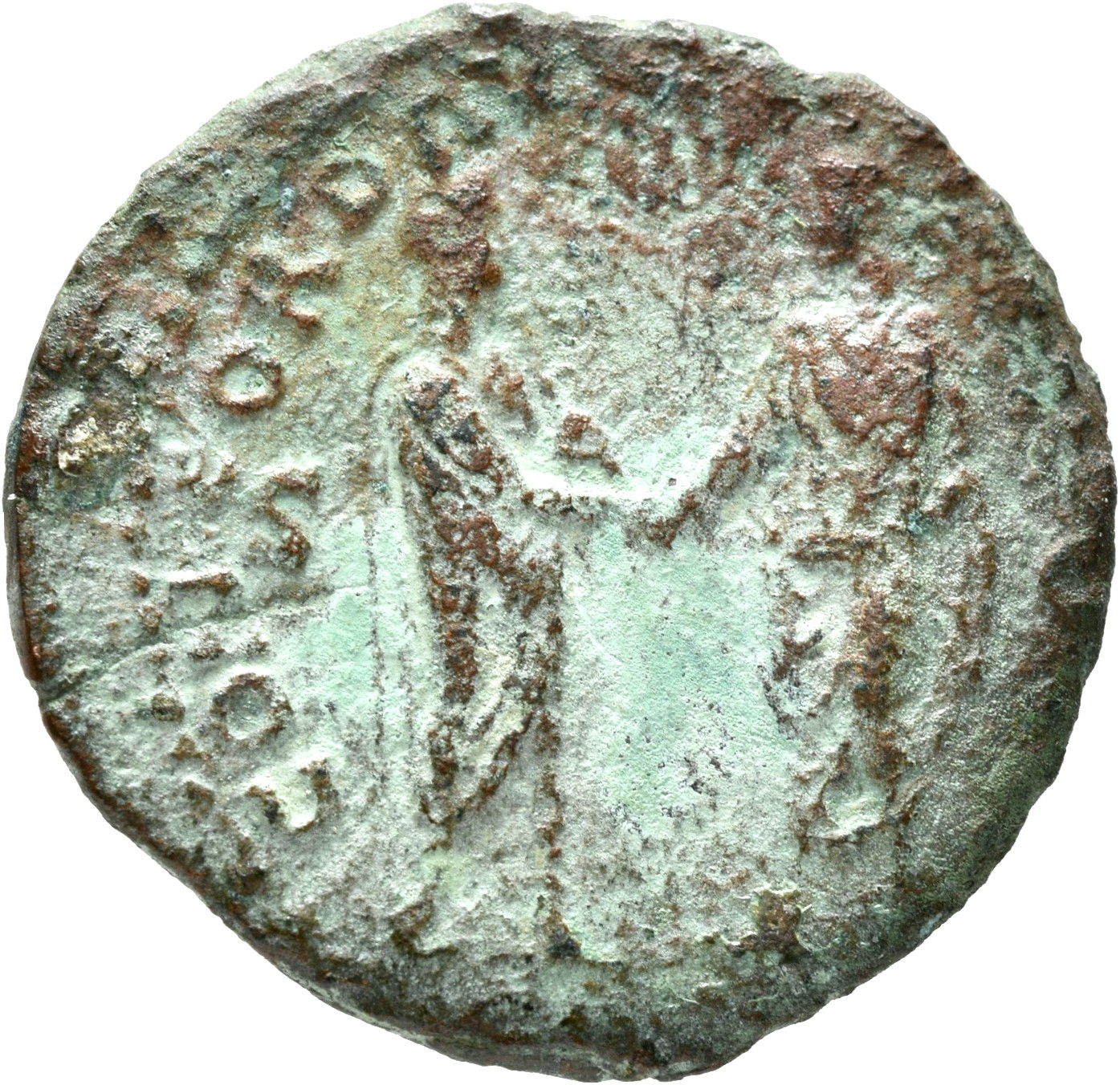 RIC III Marcus Aurelius 801 Marcus Aurelius reverse, Marcus Aurelius and Lucius Verus, togate, standing left and right, fa...