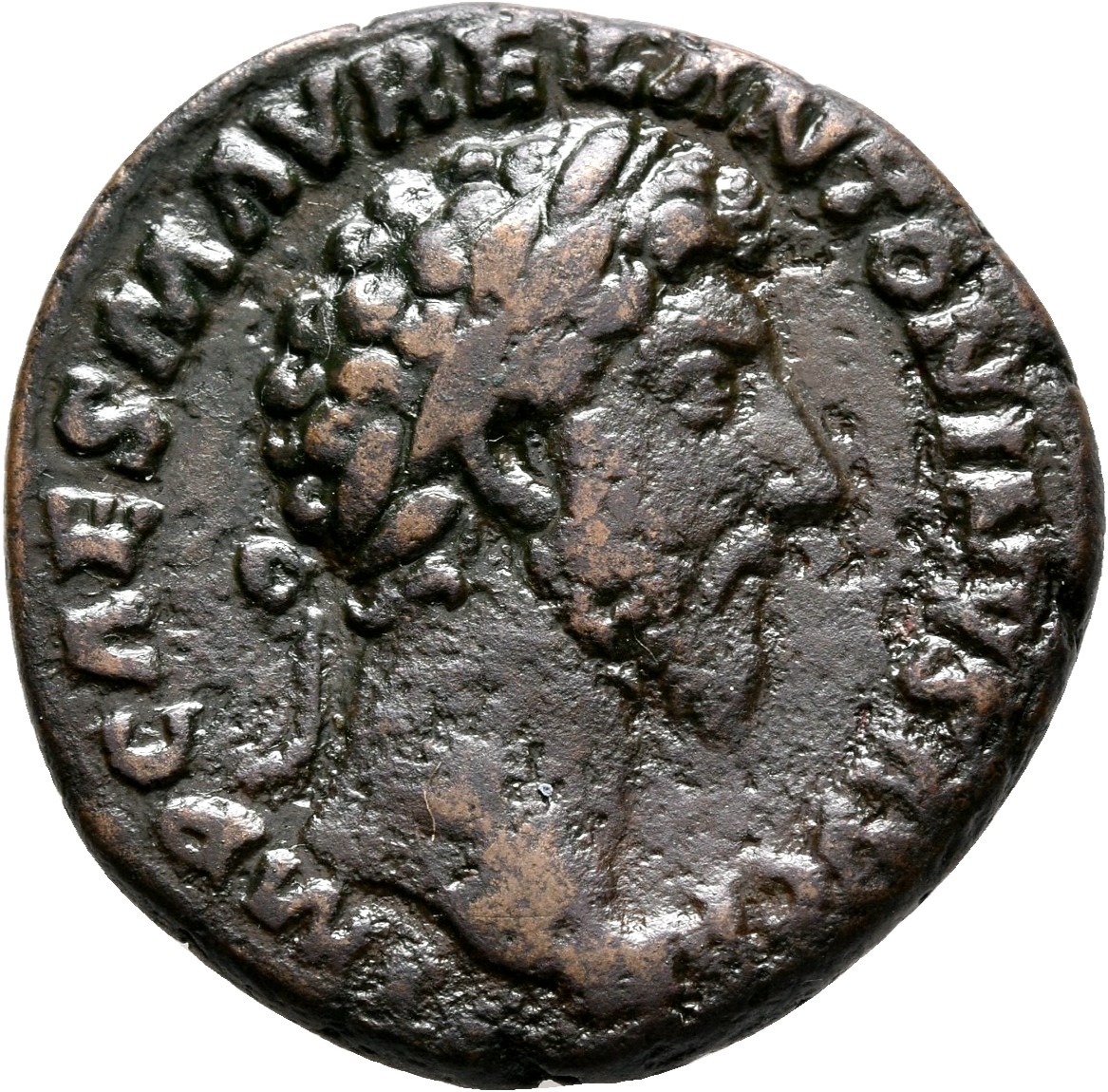 RIC III Marcus Aurelius 831 Marcus Aurelius obverse, Head of Marcus Aurelius, laureate, right