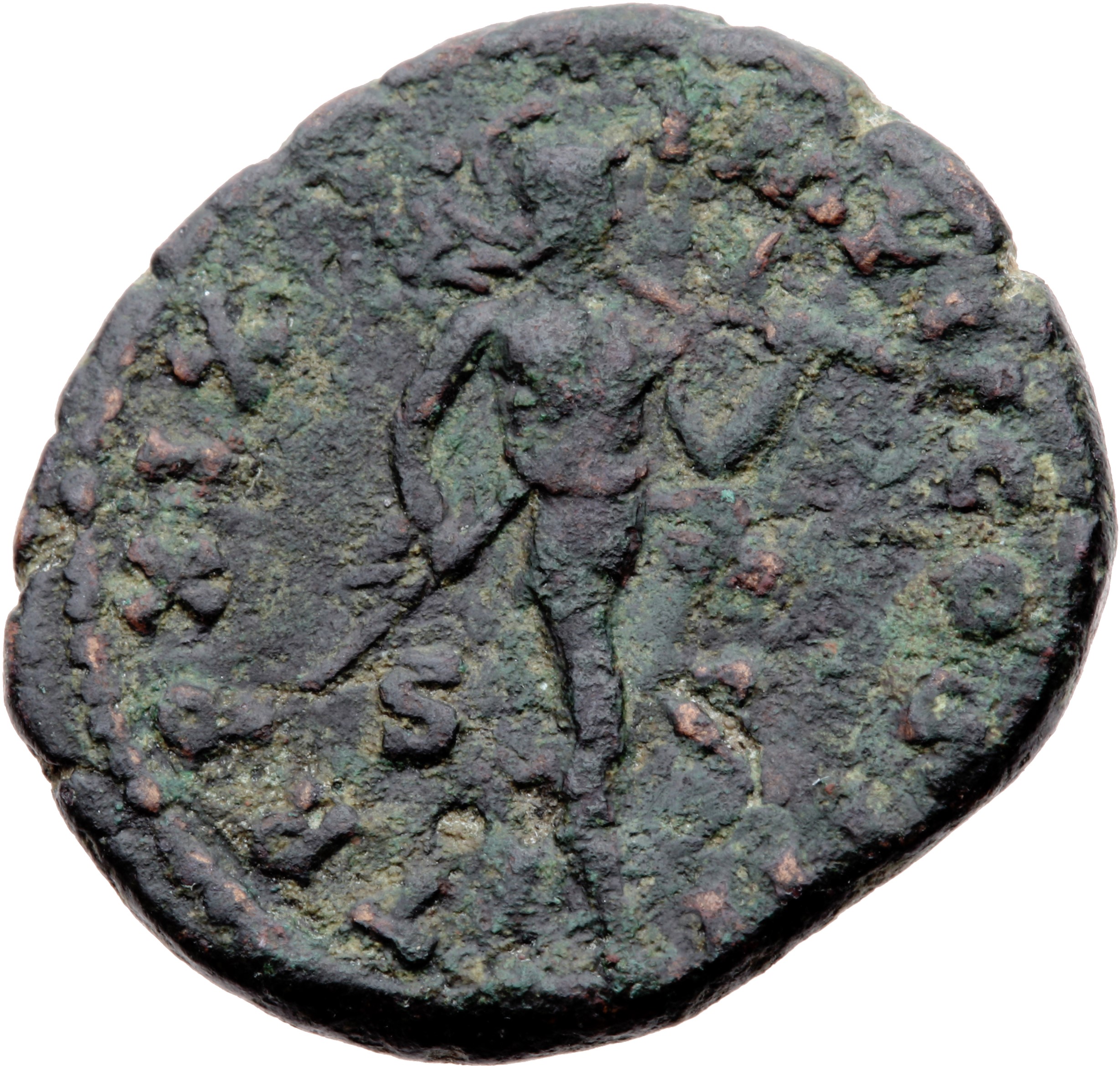 RIC III Marcus Aurelius 897 Marcus Aurelius reverse, Mars, helmeted, naked except for cloak flying behind, advancing right...