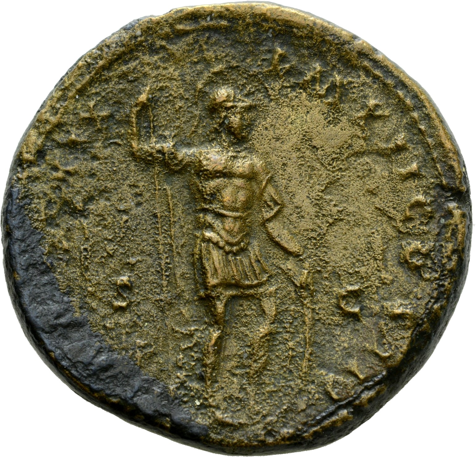 RIC III Marcus Aurelius 899 Marcus Aurelius reverse, Mars, helmeted, in military dress, standing right, holding vertical s...