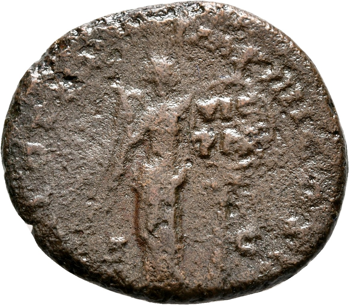 RIC III Marcus Aurelius 932 Marcus Aurelius reverse, Victory, winged, naked to waist, standing front, head right, holding ...