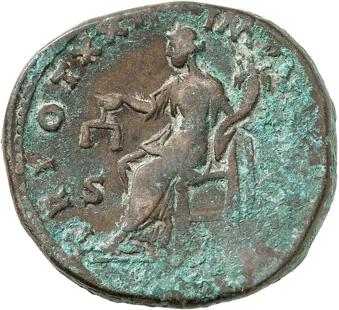 RIC III Marcus Aurelius 960 Marcus Aurelius reverse, Aequitas, draped, seated left on low seat, holding scales in right ha...