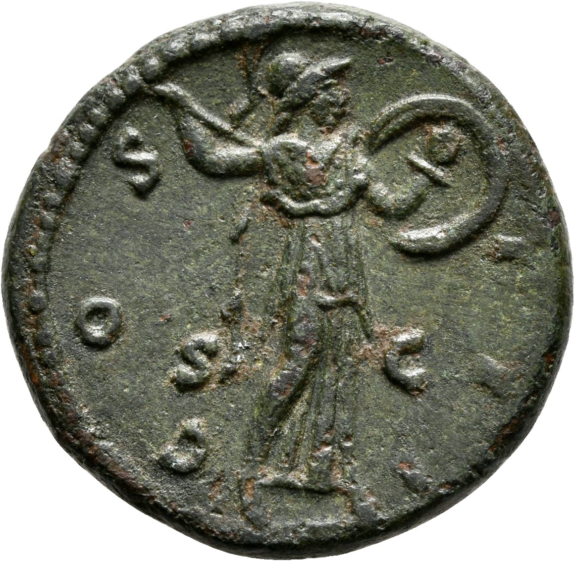 RIC III Marcus Aurelius 991 Marcus Aurelius reverse, Minerva, helmeted, draped, advancing right, brandishing javelin in ri...