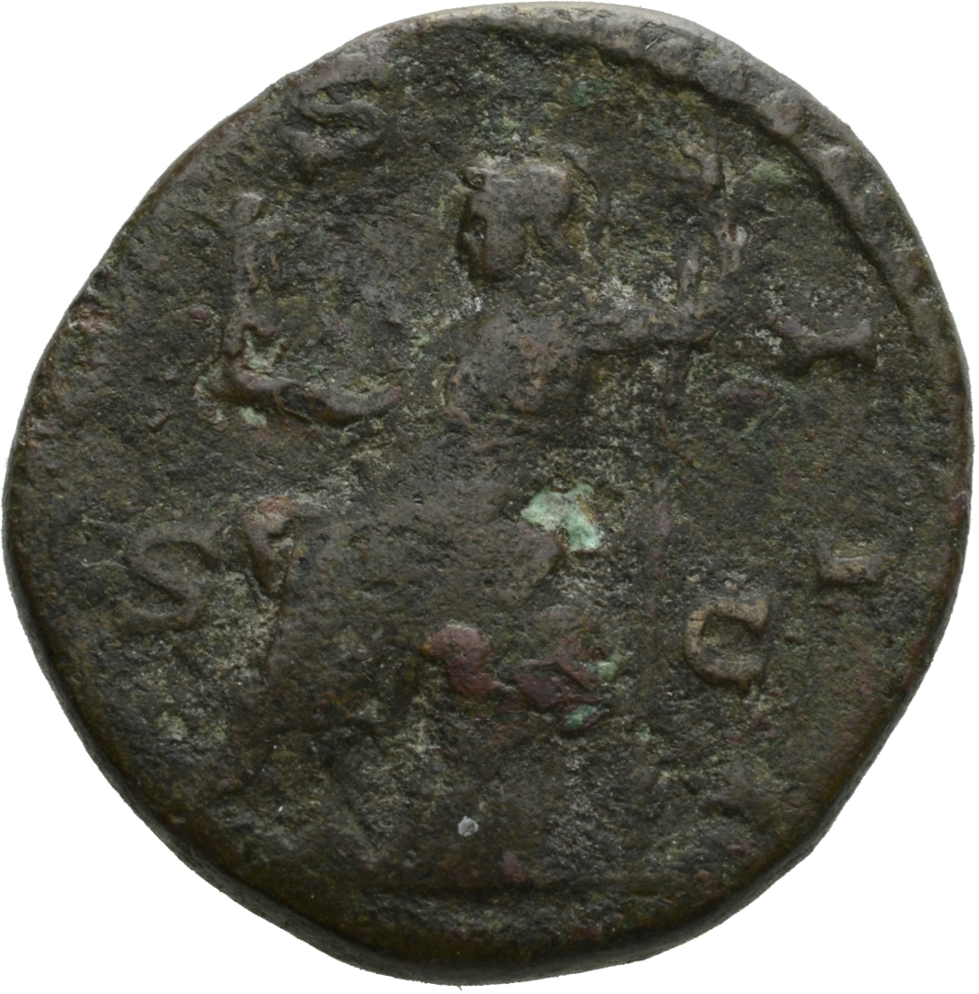 RIC III Marcus Aurelius 996 Marcus Aurelius reverse, Roma, helmeted, draped, seated left on cuirass, left foot on helmet, ...