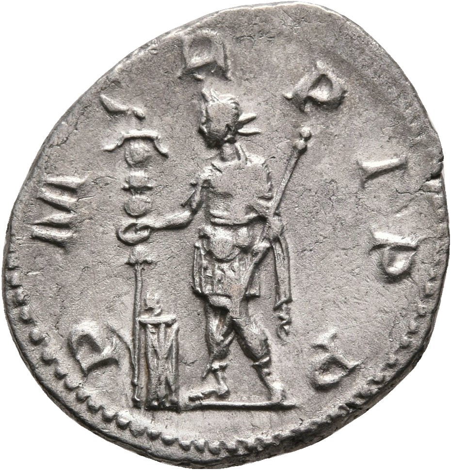 RIC IV Aemilian 18 Aemilian reverse, Aemilian, in military attire, standing left, sacrificing out of patera held in right ...
