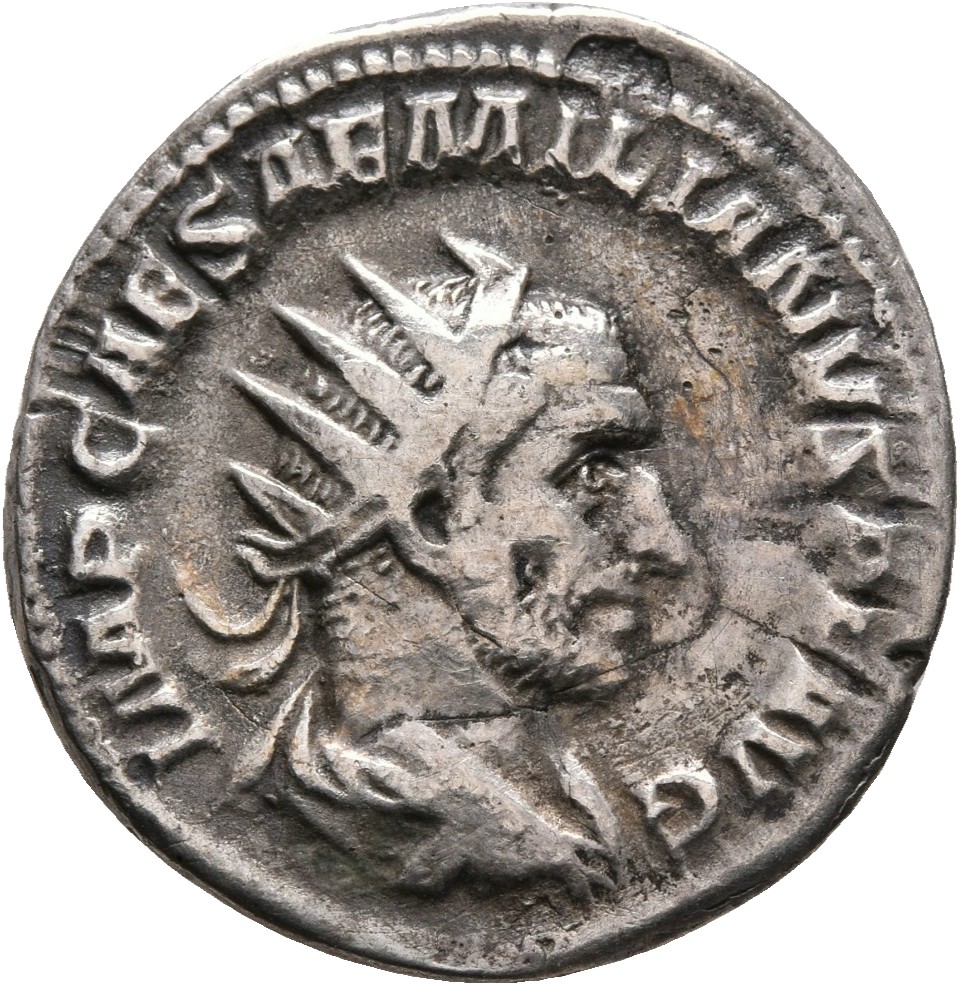RIC IV Aemilian 18 Aemilian obverse — Bust of Aemilian, radiate, draped, cuirassed, right