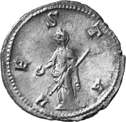 RIC IV Aemilian 30 Aemilian reverse, Vesta, veiled, draped, standing left, holding patera in right hand and transverse sce...