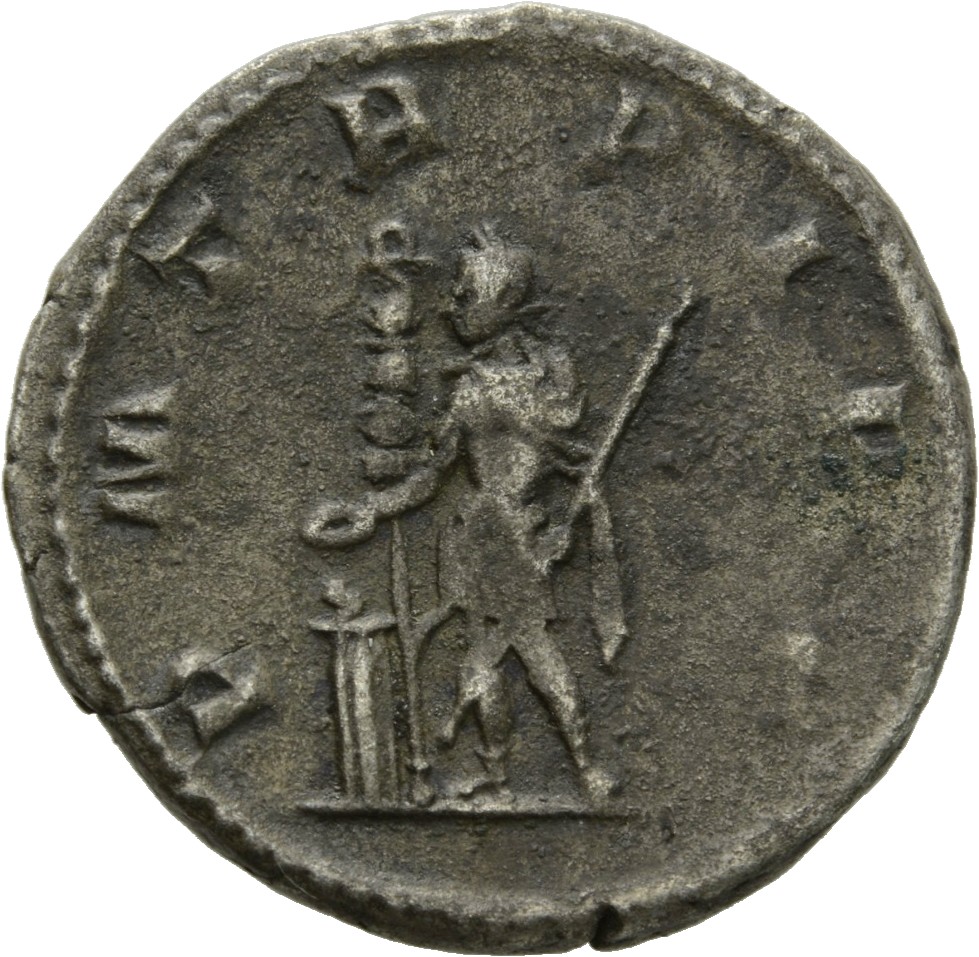 RIC IV Aemilian 7 Aemilian reverse, Aemilian, in military attire, standing left, sacrificing out of patera held in right h...