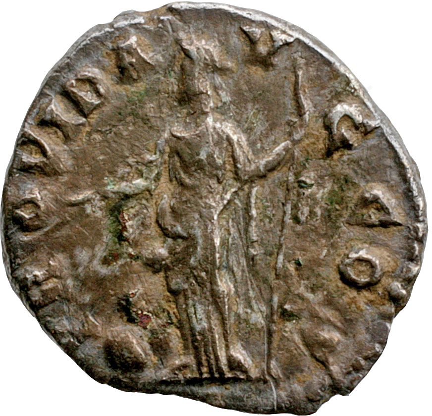 RIC IV Clodius Albinus 1C Clodius Albinus reverse, Providentia, draped, standing left, holding wand in right hand over glo...