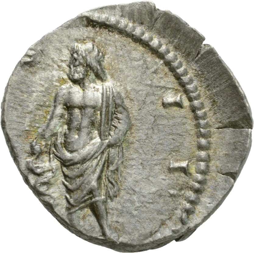 RIC IV Clodius Albinus 2 Clodius Albinus reverse, Aesculapius, naked to waist, standing left, offering patera (or cake?) i...