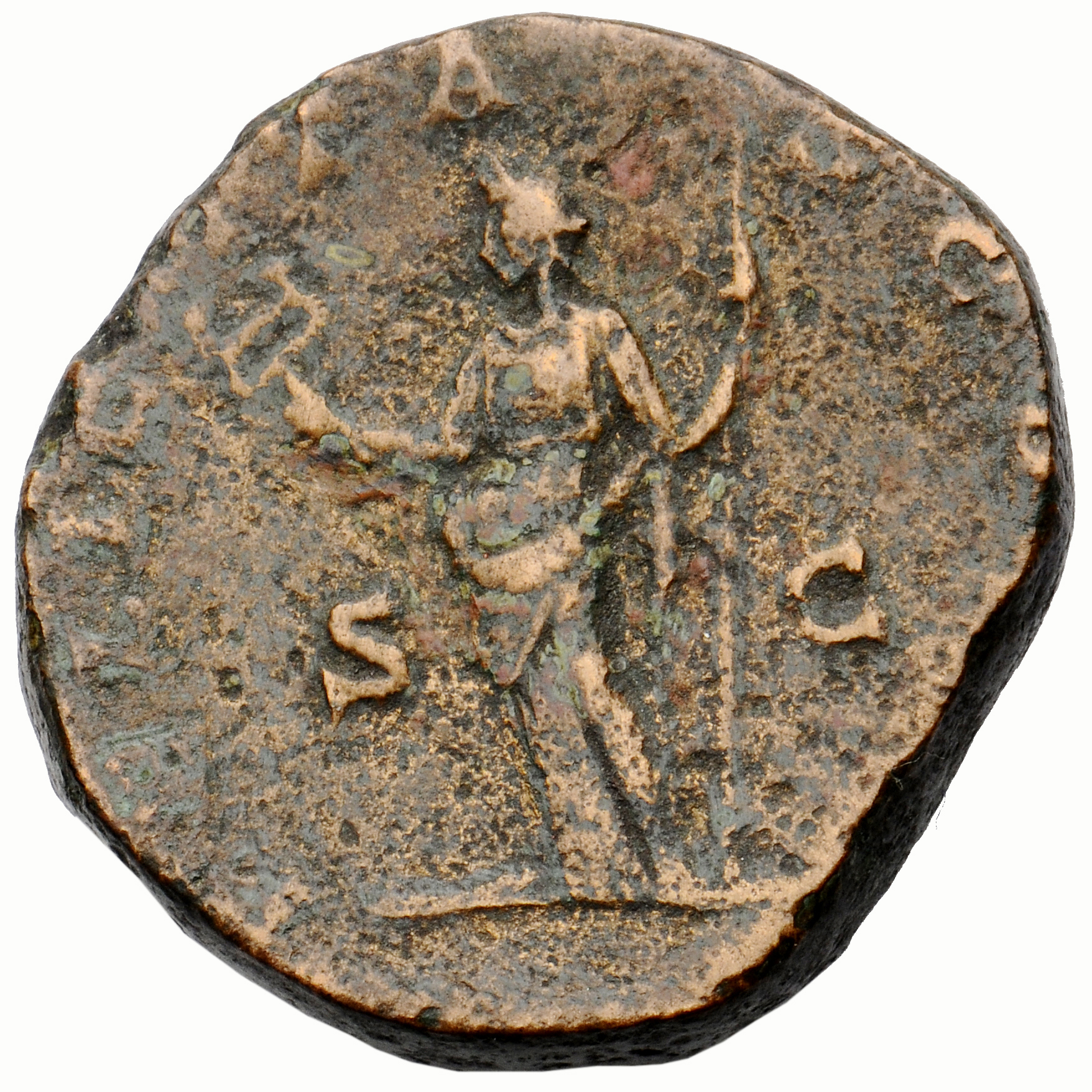 RIC IV Clodius Albinus 52B Clodius Albinus reverse, Felicitas, draped, standing left, holding caduceus in right hand and s...