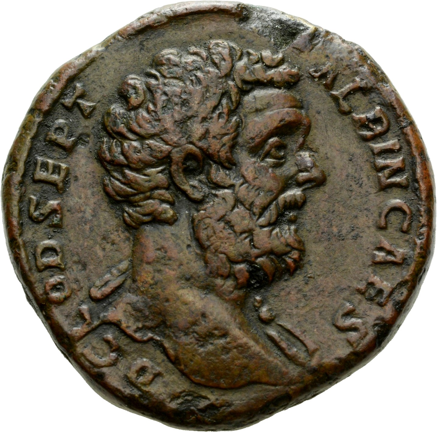 RIC IV Clodius Albinus 52D Clodius Albinus obverse, Bust of Clodius Albinus, bare-headed, draped on left shoulder, right