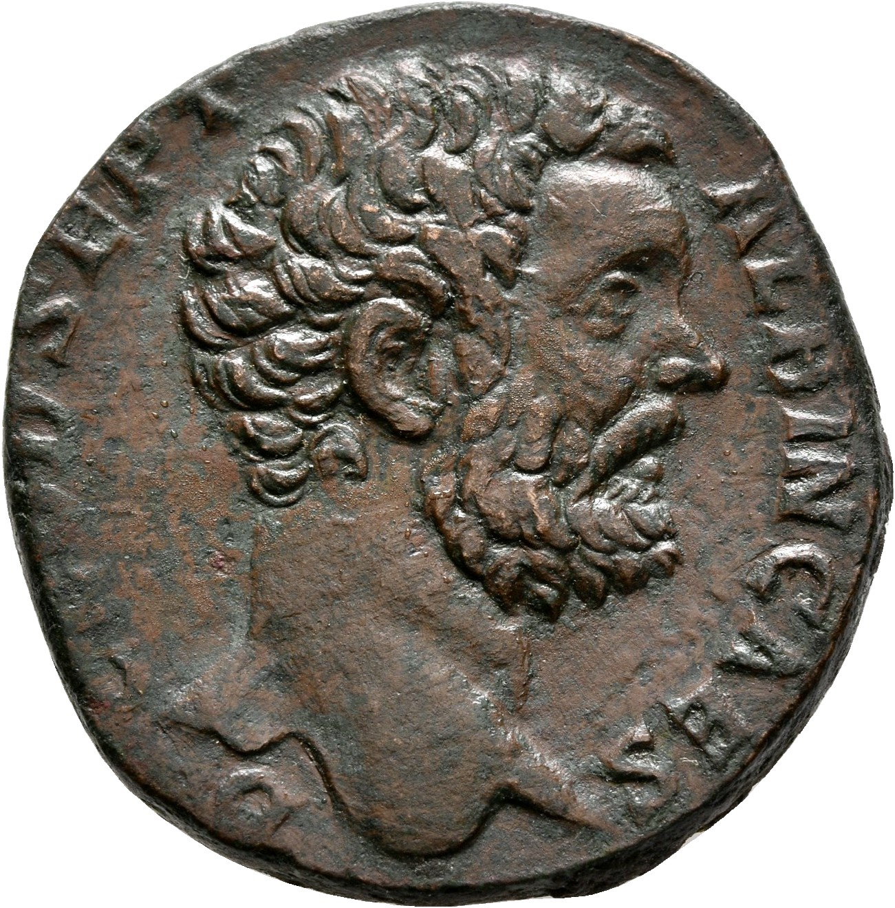 RIC IV Clodius Albinus 54A Clodius Albinus obverse — Head of Clodius Albinus, bare, right