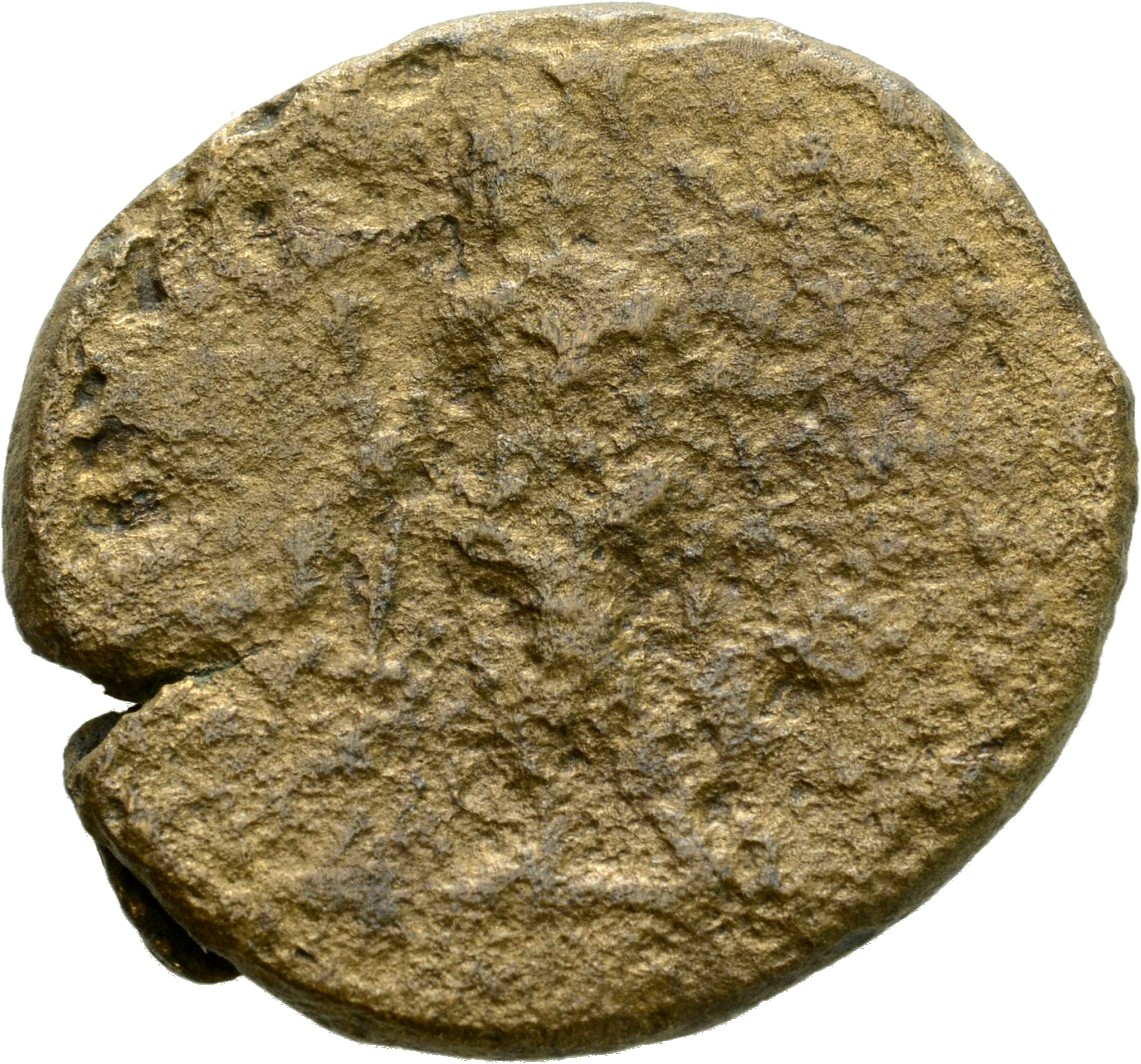 RIC IV Clodius Albinus 57A Clodius Albinus reverse — Asclepius, naked to waist, standing left, offering patera (or cake?) ...