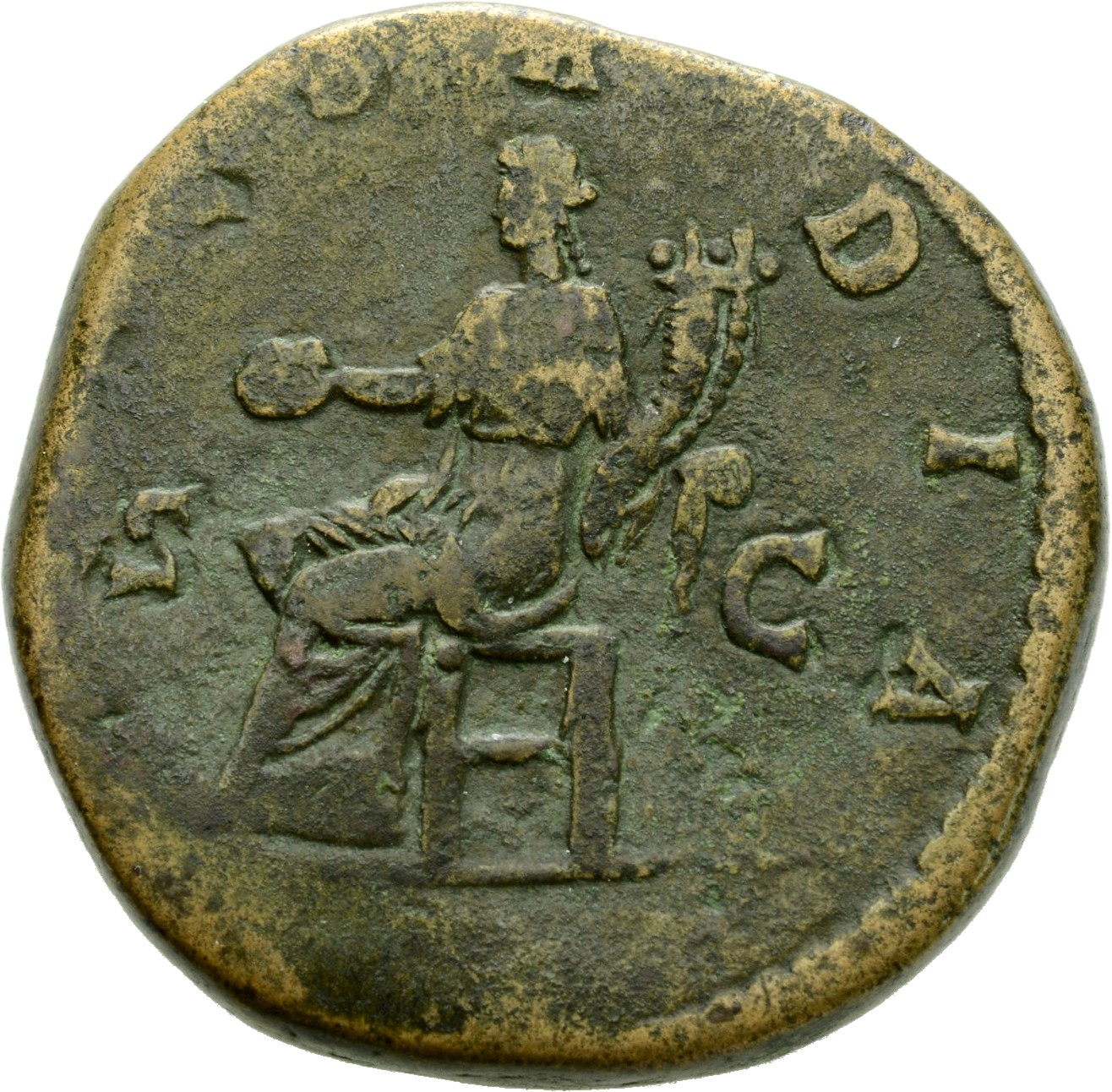 RIC IV Clodius Albinus 62 Clodius Albinus reverse, Concordia, draped, seated left, holding patera in right hand and double...