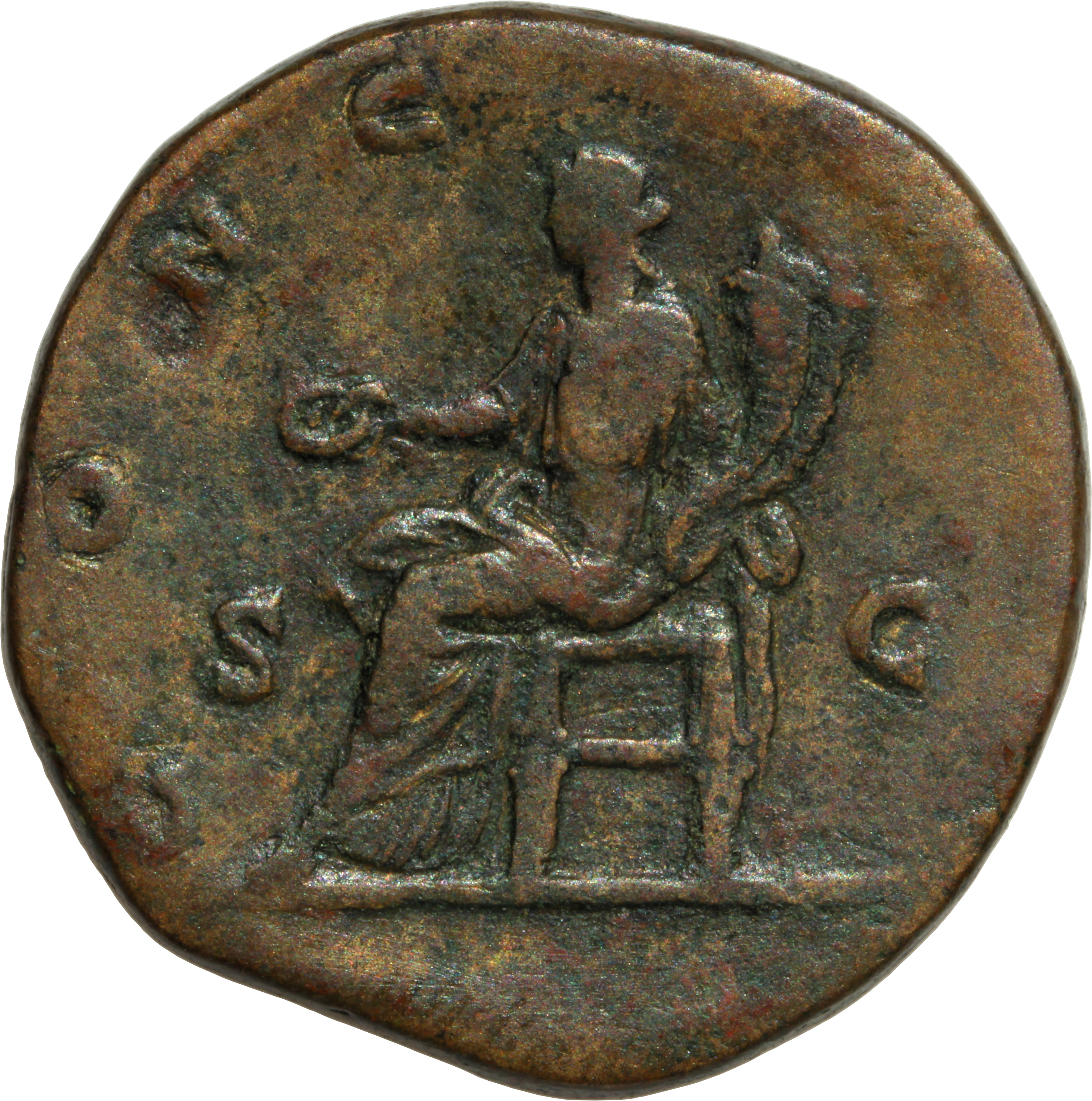 RIC IV Clodius Albinus 62 Clodius Albinus reverse — Concordia, draped, seated left, holding patera in right hand and doubl...
