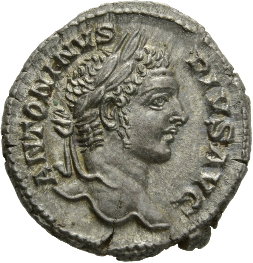 RIC IV Caracalla 100 Caracalla obverse, Head of Caracalla, laureate, right