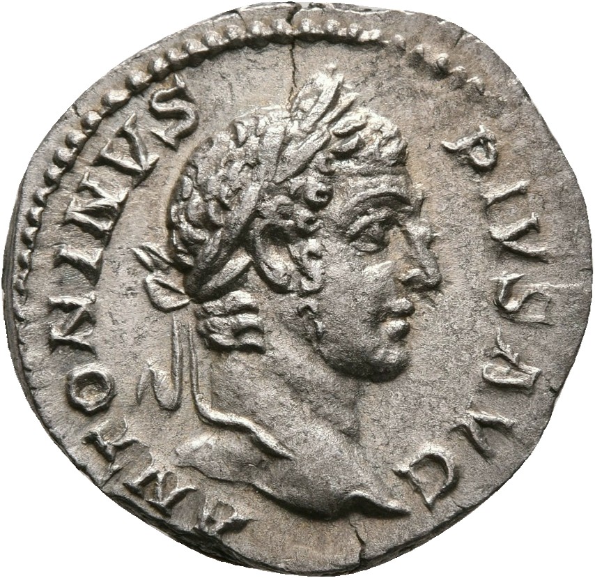 RIC IV Caracalla 108 Caracalla obverse, Head of Caracalla, laureate, right