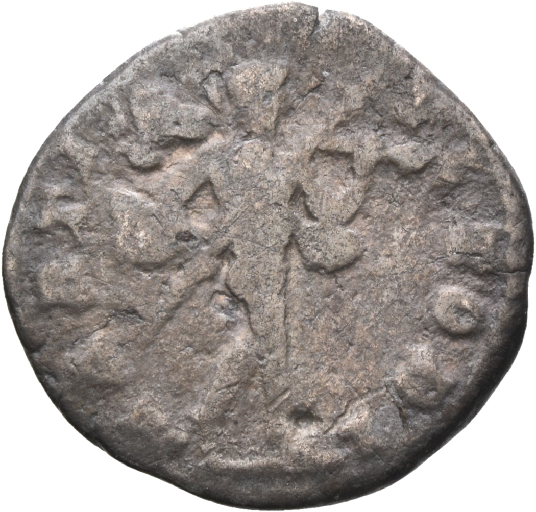 RIC IV Caracalla 11 Caracalla reverse, Mars, helmeted, naked except for cloak tied round waist, advancing right, holding t...